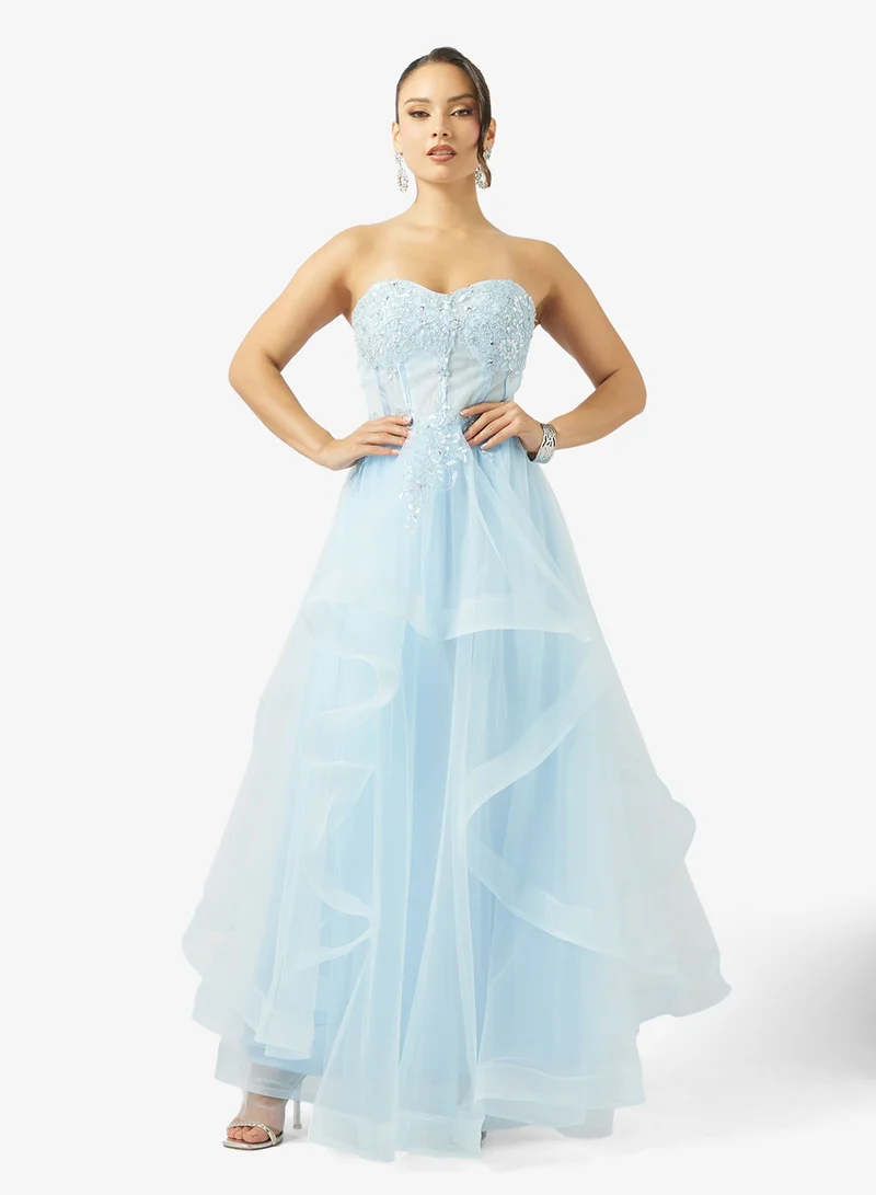 جينجر بوتيك فستان تول مزين بكورسيه مزخرف بالزهور